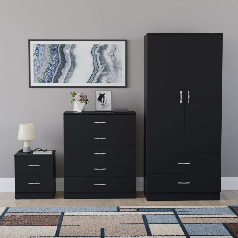 VIDA DESIGNS Riano Black 3 Piece Bedroom Furniture Set Image 2