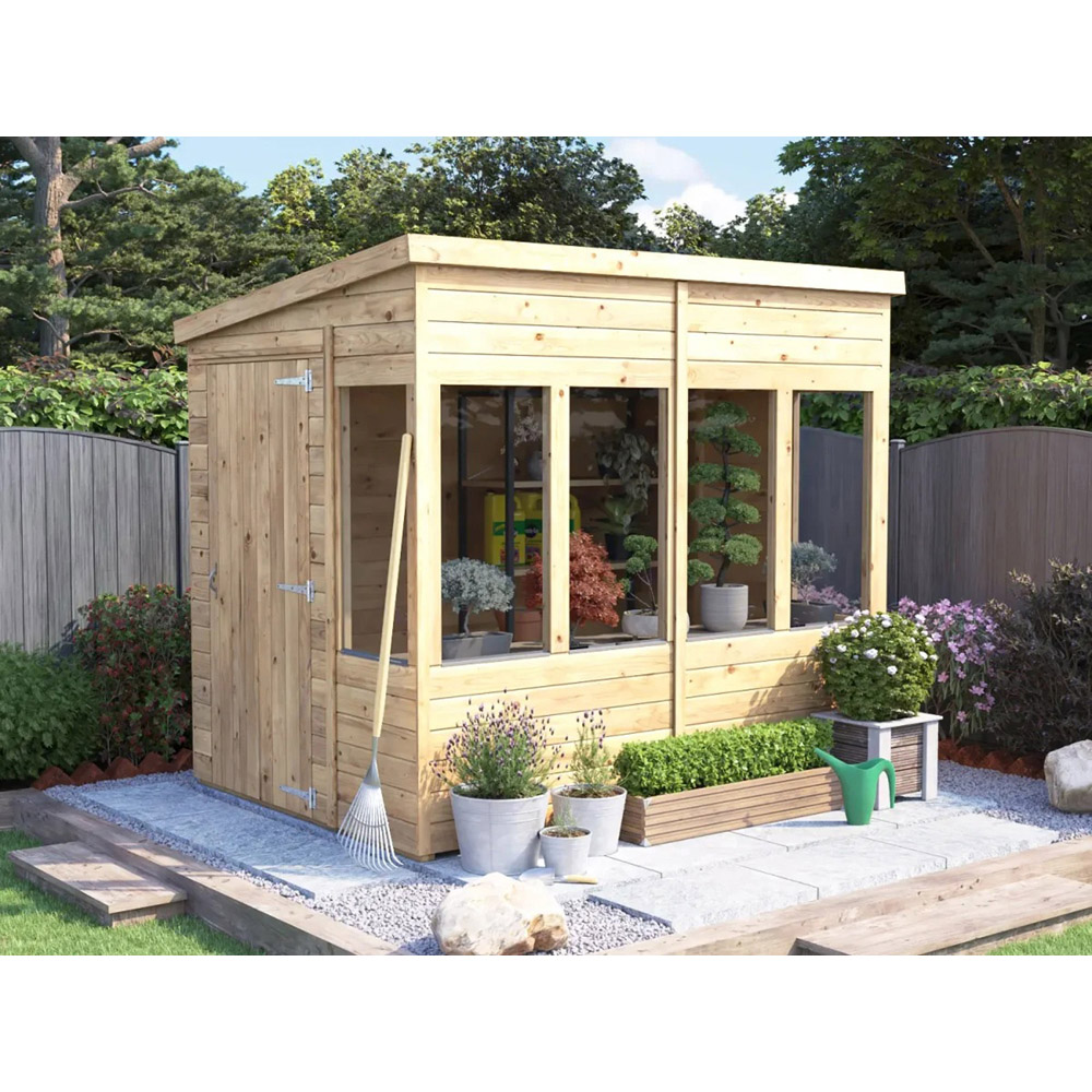 Dunster House Overlord 6 x 8ft Modular Brown Superfelt Pent Potting Shed Image 3