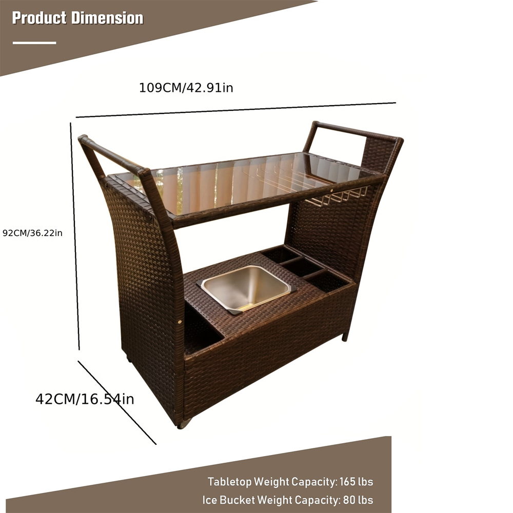 Furniture One Rattan Kitchen Trolley with Ice Bucket Image 7