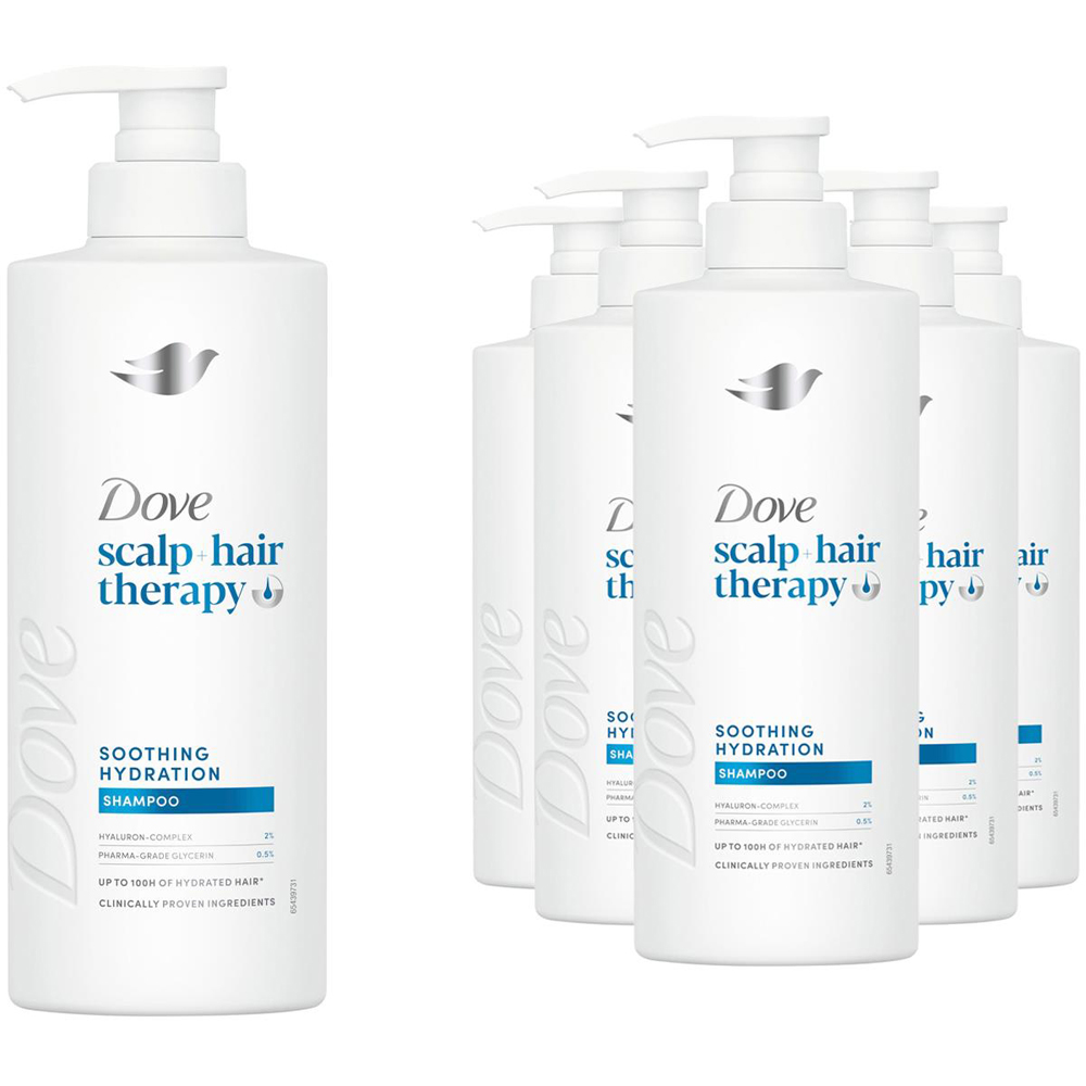 Dove Scalp+Hair Therapy Soothing Hydration Hyaluronic Acid Shampoo 400ml 6 Pack Image 1