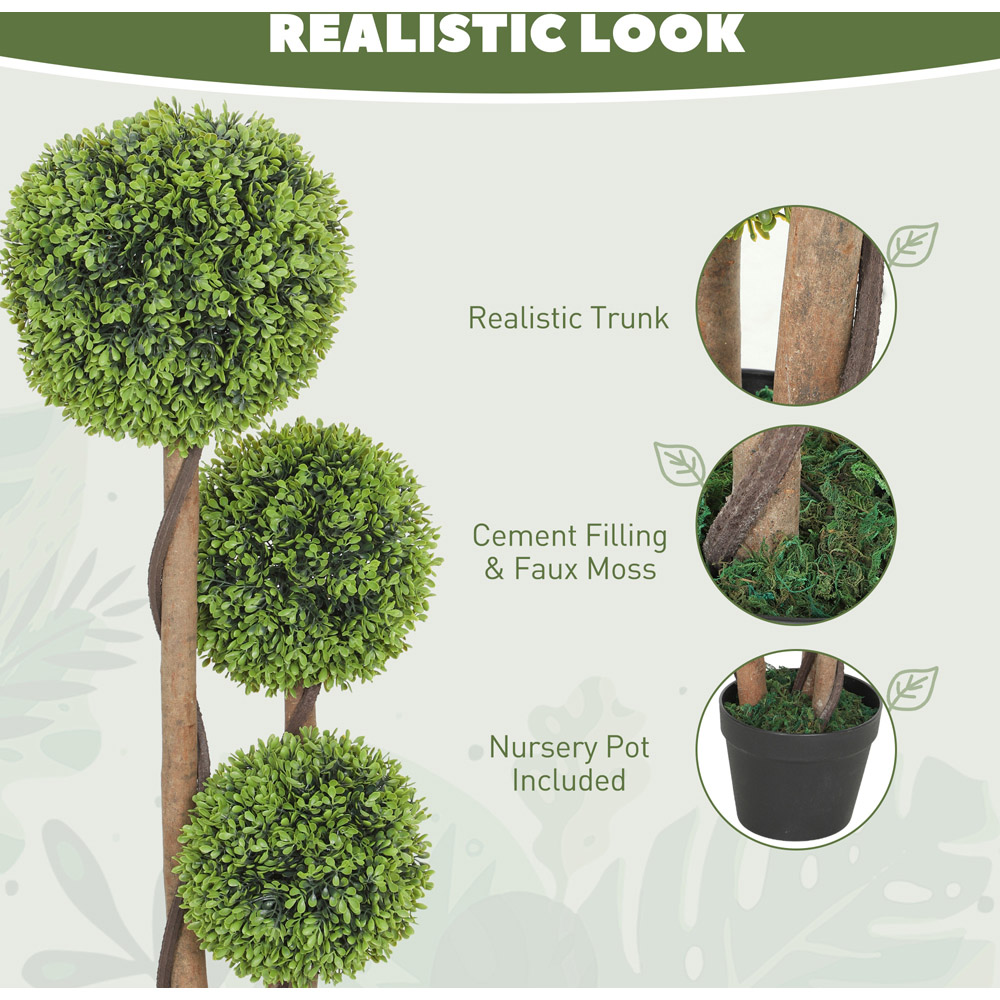 Portland Boxwood Ball Topiary Artificial Plant in Pot 3ft 2 Pack Image 6