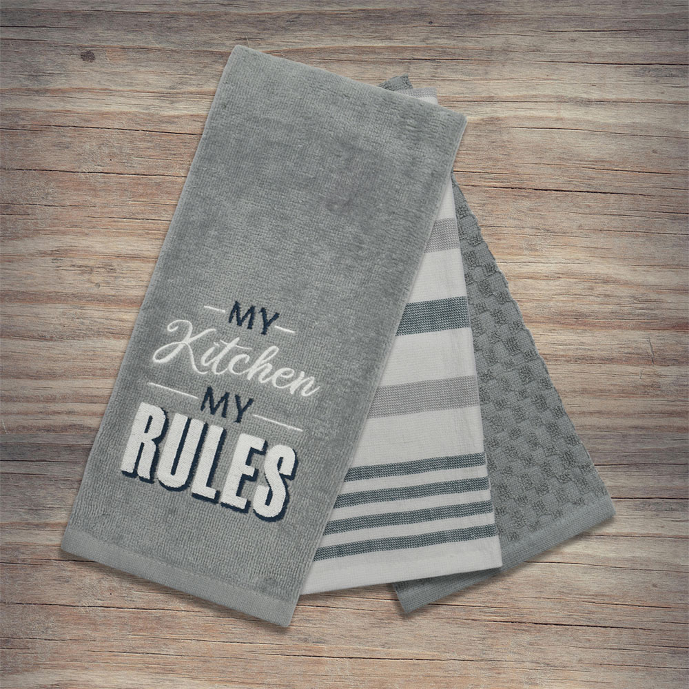 Kitchen Trends 3 Piece My Kitchen My Rules Tea Towel Set Image 2