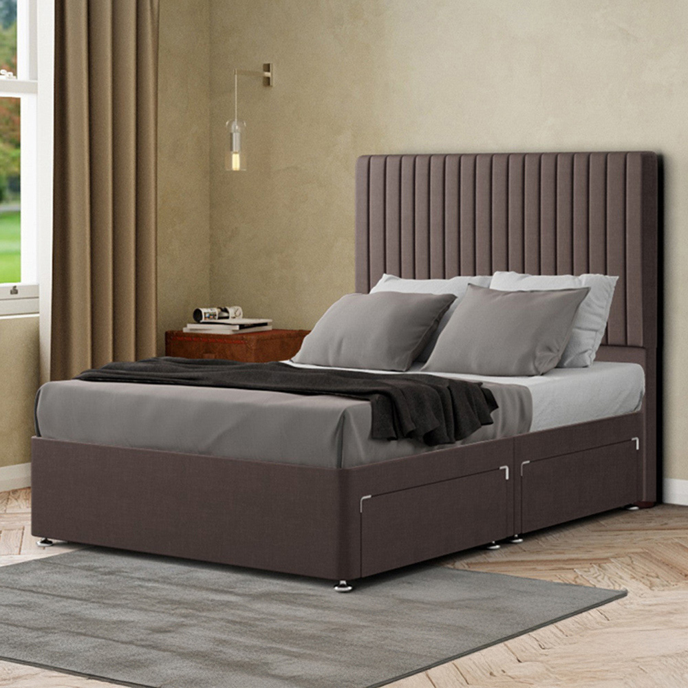 Portland Maryland Super King Size Slate Malham Weave Divan Bed with 2 Drawer and Headboard Image 1