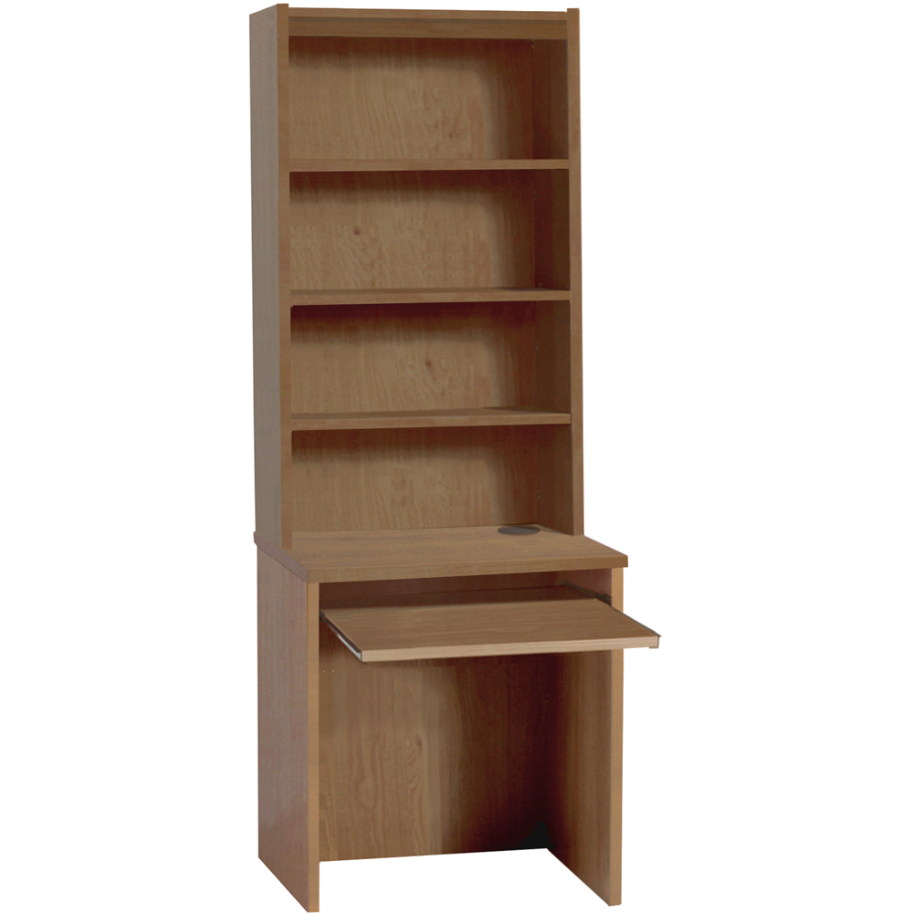 R White Cabinets 4 Shelf Small Laptop Desk with Keyboard Tray and Hutch Brown Image 2