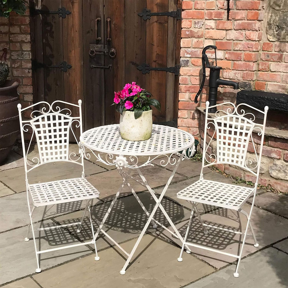 Glamhaus Seville 2 Seater Bistro Set Antique Cream Image 8