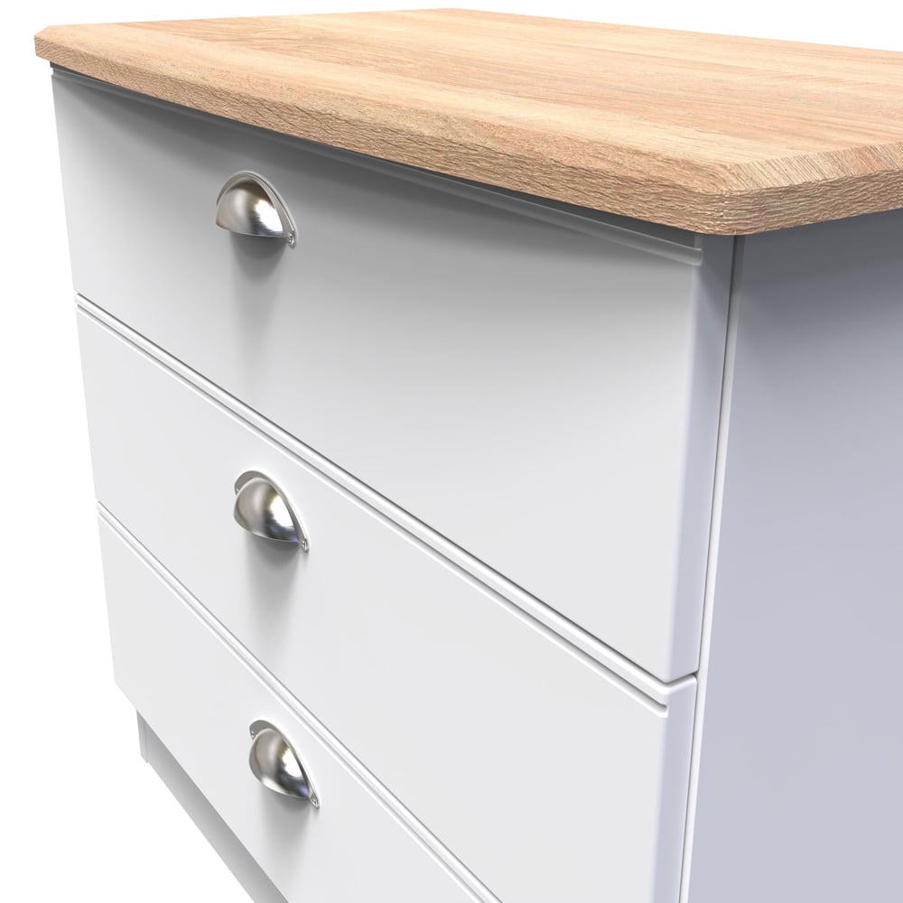 Crowndale Victoria 3 Drawer White Ash and Oak Chest of Drawers Image 5