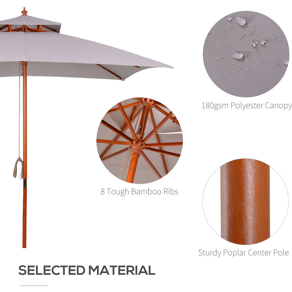 Outsunny Grey 2 Tier Square Parasol 3m Image 8
