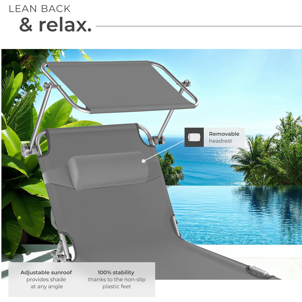tectake Grey Chloa Foldable Sun Lounger Image 4