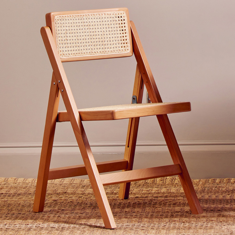 Premier Housewares Cebu Beech Wood Frame Folding Chair Image 1