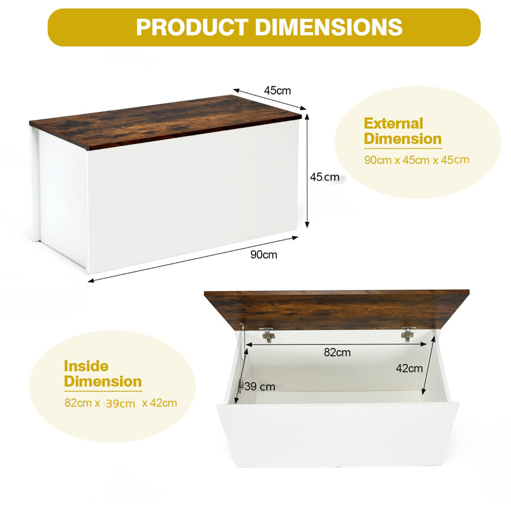 Costway Kids White Storage Chest with Flip Up Lid Image 6