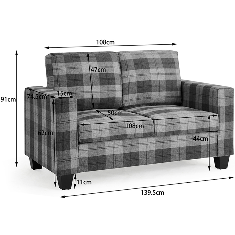 Home Detail Dakota 2 Seater Grey Tartan Fabric Sofa Image 6