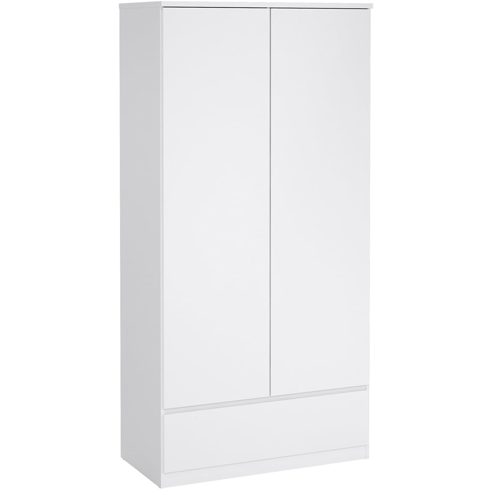 Florence 2 Door Single Drawer White High Gloss Wardrobe Image 2