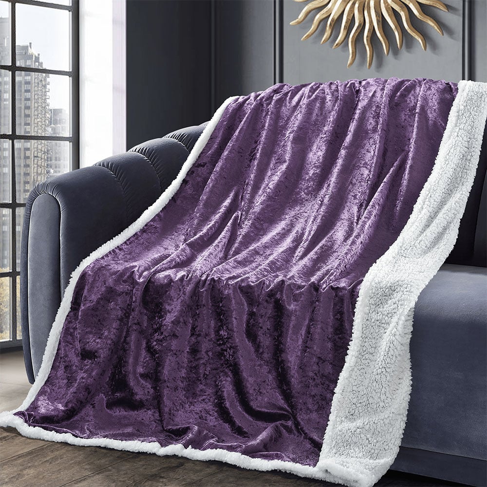 Velosso Mauve Crushed Velvet Throw 125 x 200cm Image 2