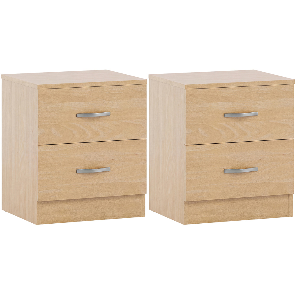 Vida Designs Riano 2 Drawer Pine Melamine Finish Bedside Table Set of 2 Image 2