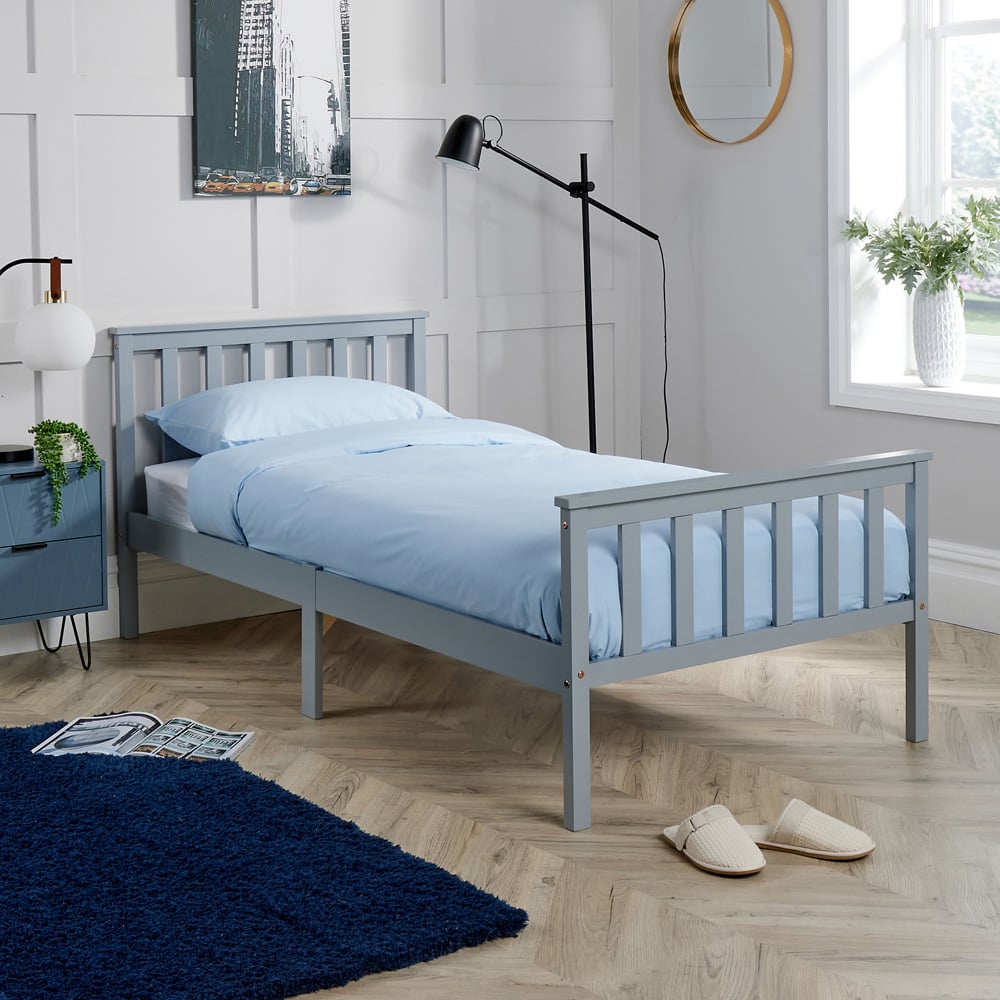 Home Source Florida Single Grey Wooden Bed Frame Image 6