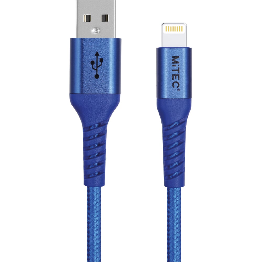 MiTEC STYLE MiPOWER Blue Braided Lightning to USB-A Cable 1m Image 1