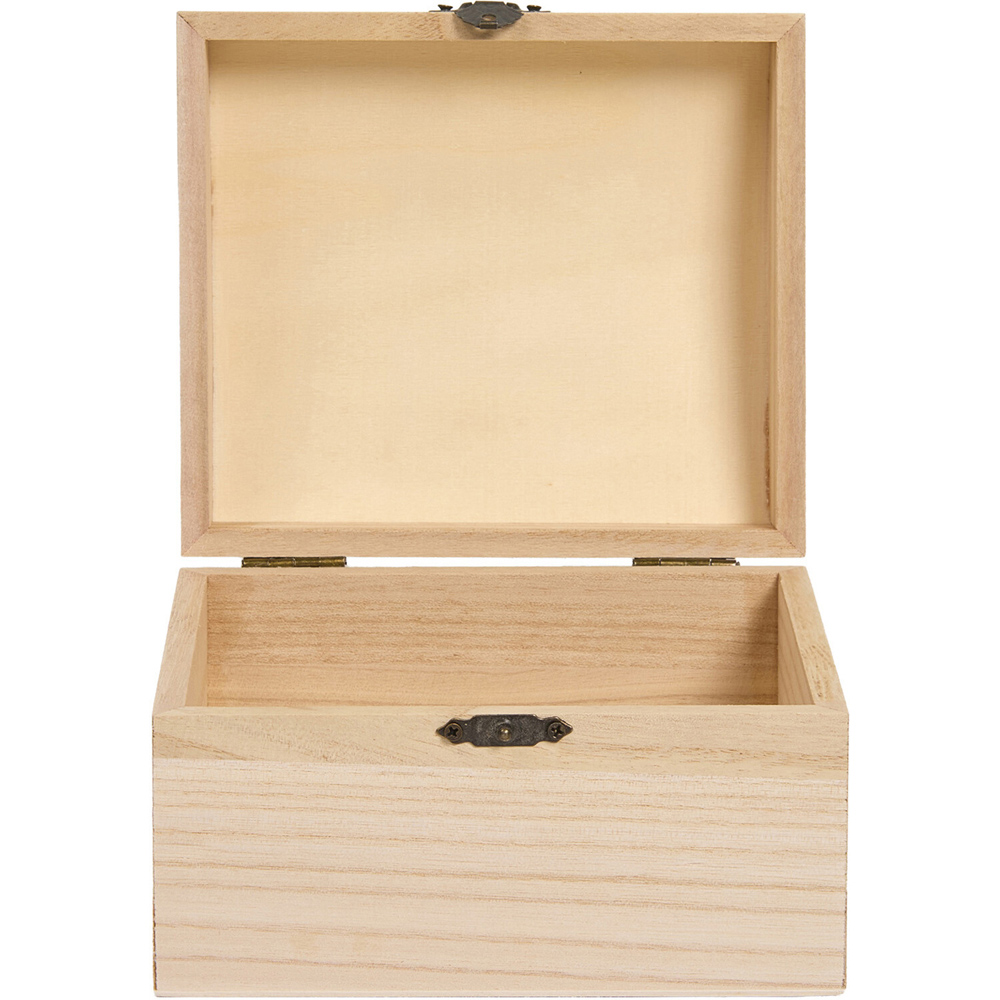 Wooden Unfinished Craft Box Natural Image 4