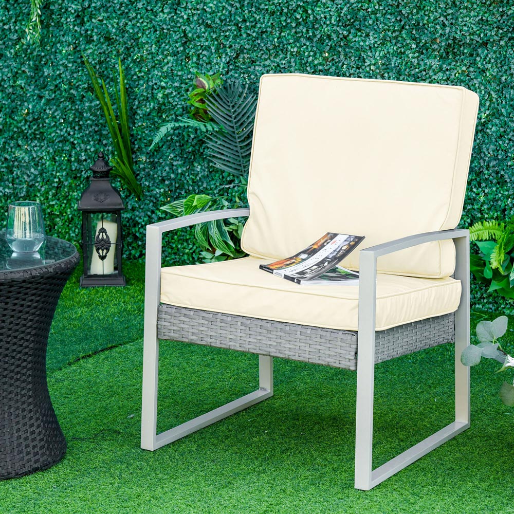 Outsunny Cream White Seat and Back Garden Cushion Set Image 2