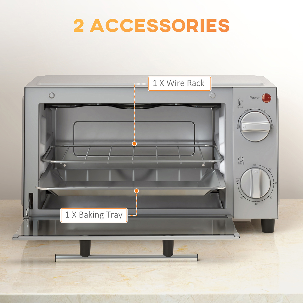 HOMCOM 800-088V70SR Silver 9L Countertop Toaster Oven 750W Image 6