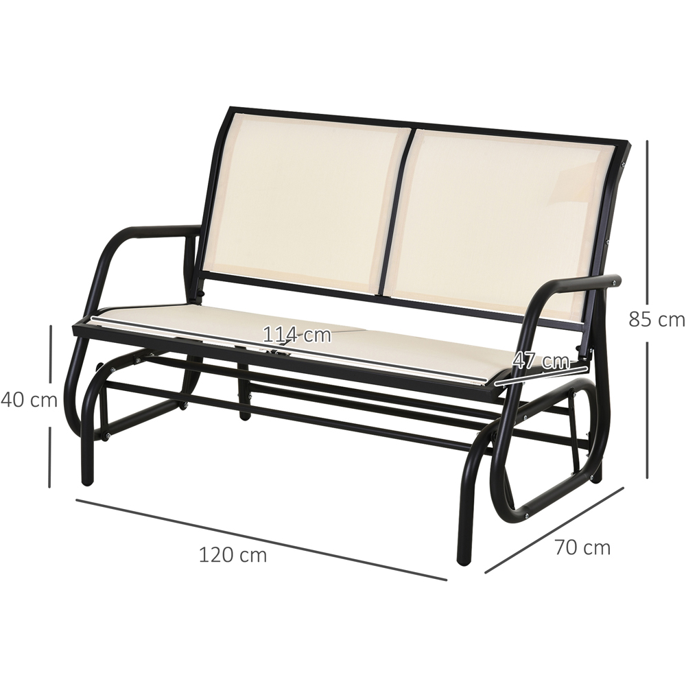 Outsunny 2 Seater Beige Steel Gliding Garden Bench Image 7
