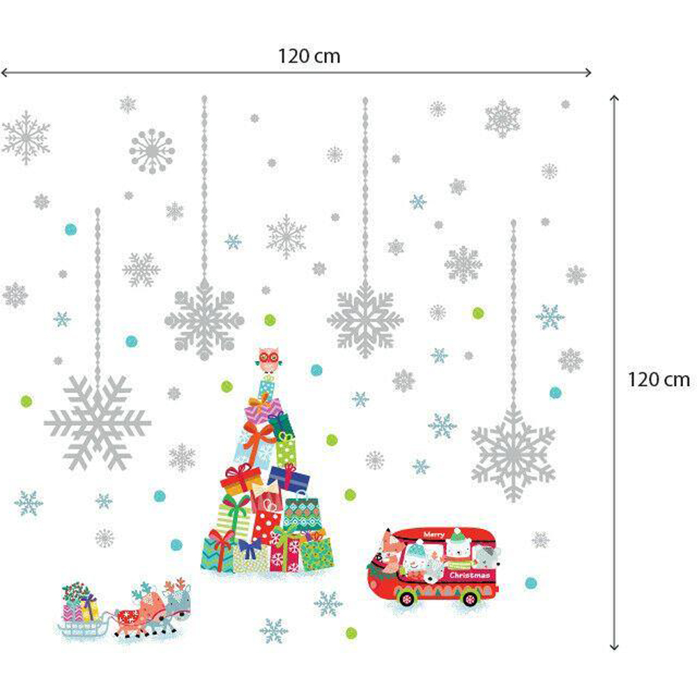 Walplus Reindeer Christmas Tree and Silver Snowflakes Self Adhesive Wall Stickers 81 Piece Image 5