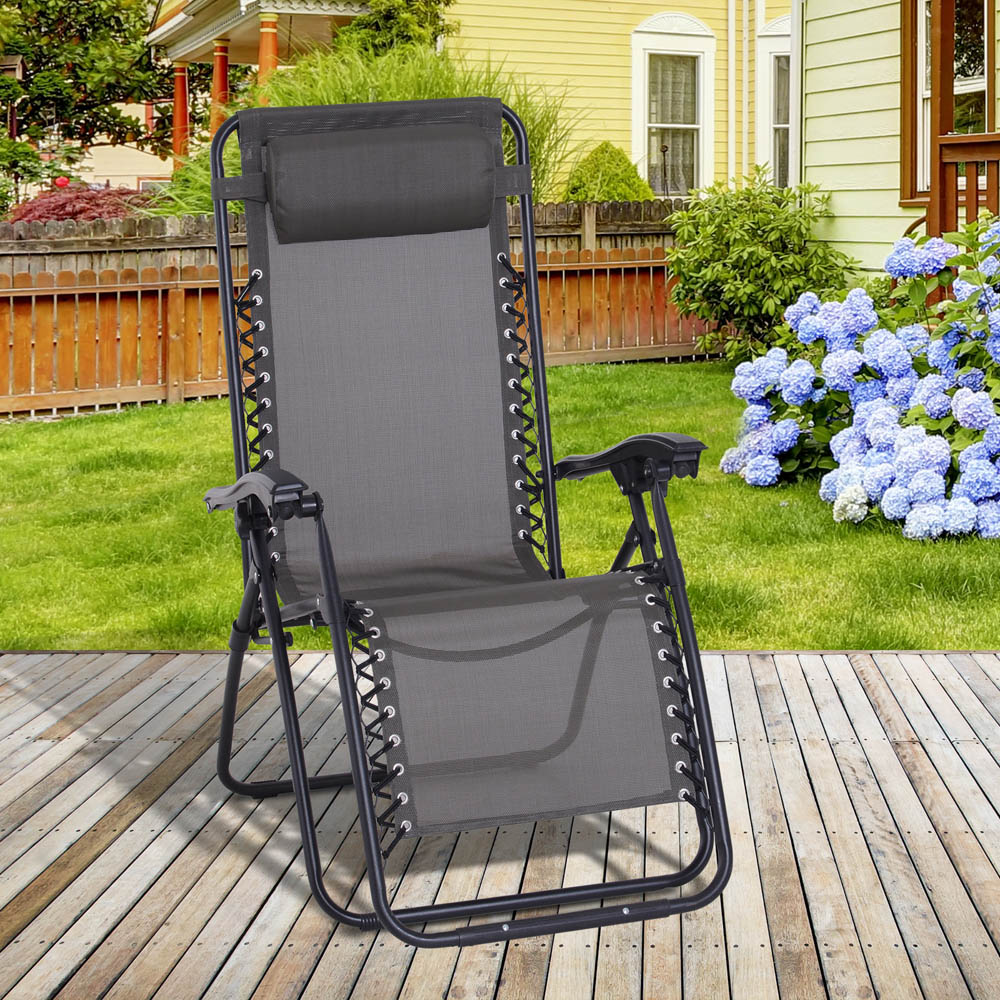 Outsunny Grey Zero Gravity Folding Recliner Chair Image 1