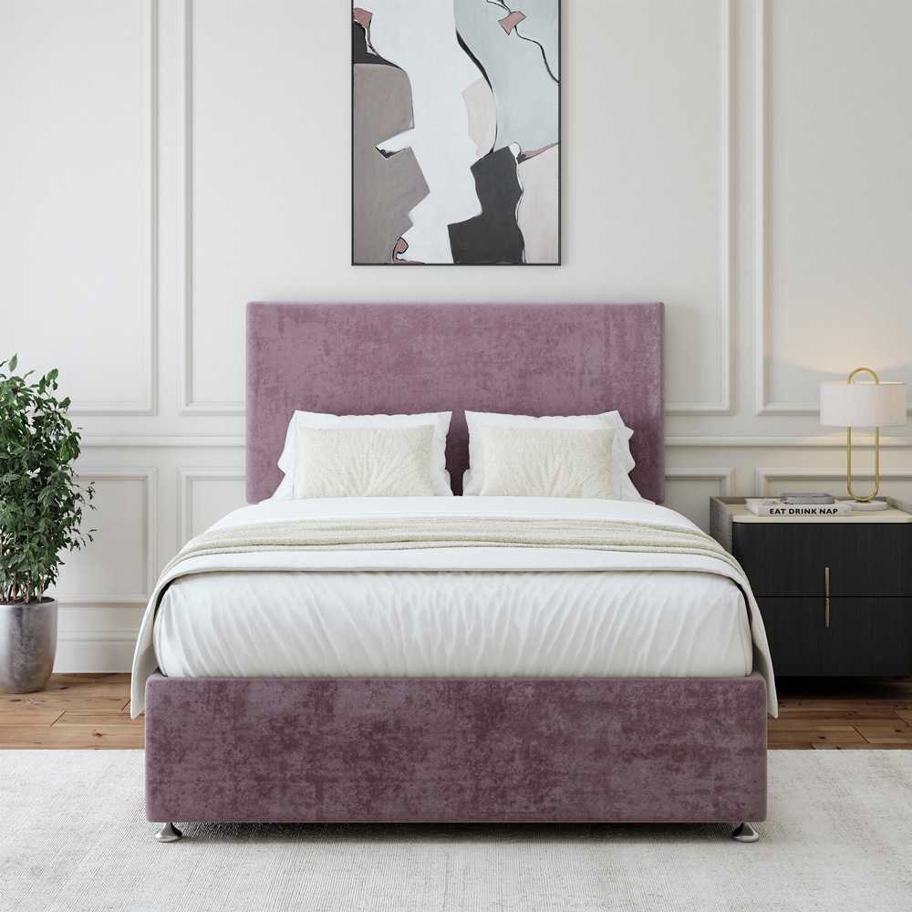 Bedmaster Small Double Mauve Naples Linen Divan Base with Valencia Headboard Image 3