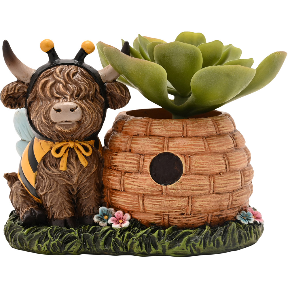 Country Living Highland Cow with Beehive Planter Image 2