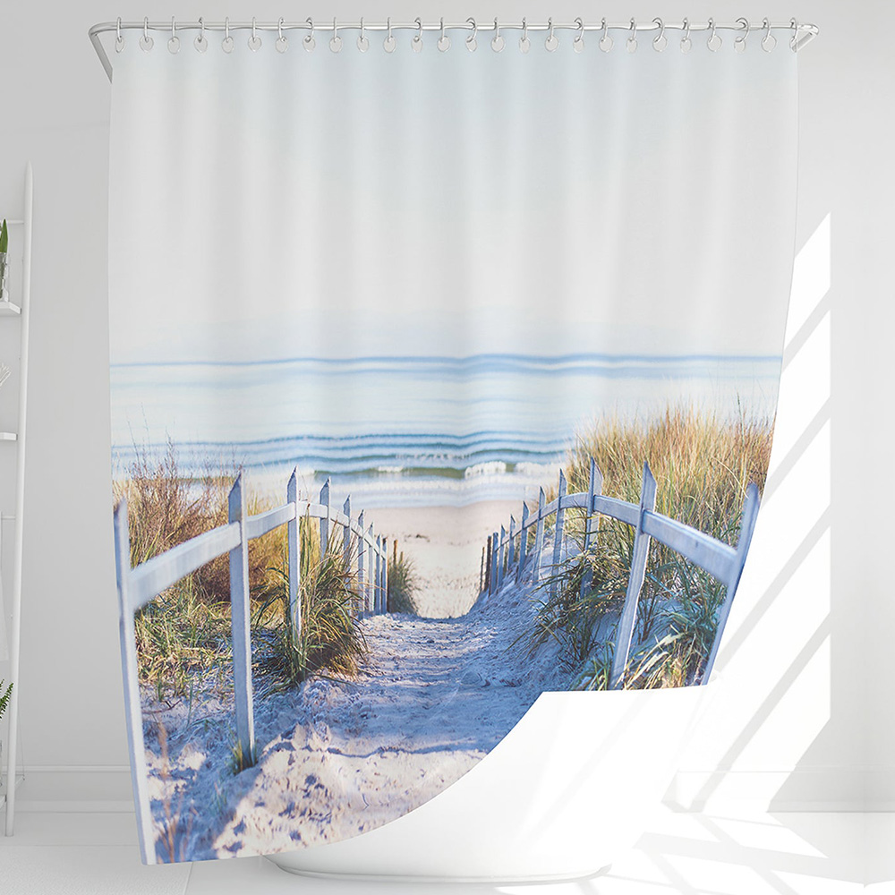 Benjamin Tate Design Blue Path to the Beach at Baltic Sea Shower Curtain 170 x 170cm Image 1