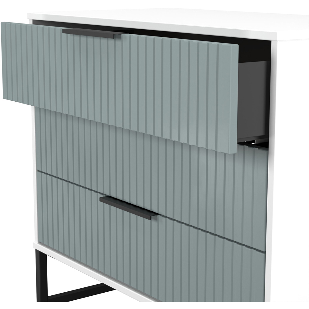 Crowndale Fluted 3 Drawer Duck and White Matt Chest of Drawers Ready Assembled Image 6