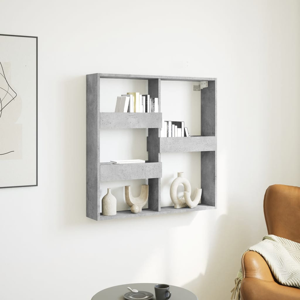 vidaXL 3 Shelf Concrete Grey Floating Wall Shelf Image 3
