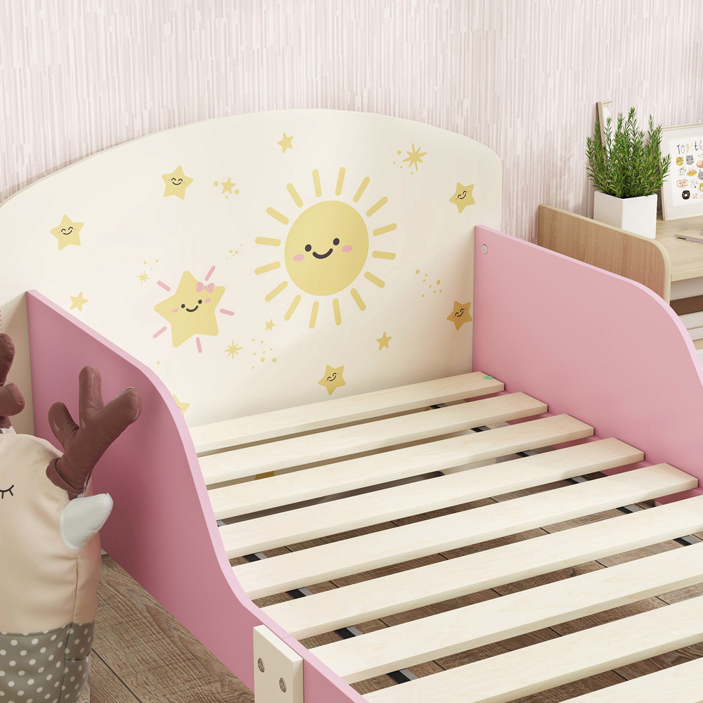 AIYAPLAY Sun Themed Pink Kids Storage Bed Frame Image 3