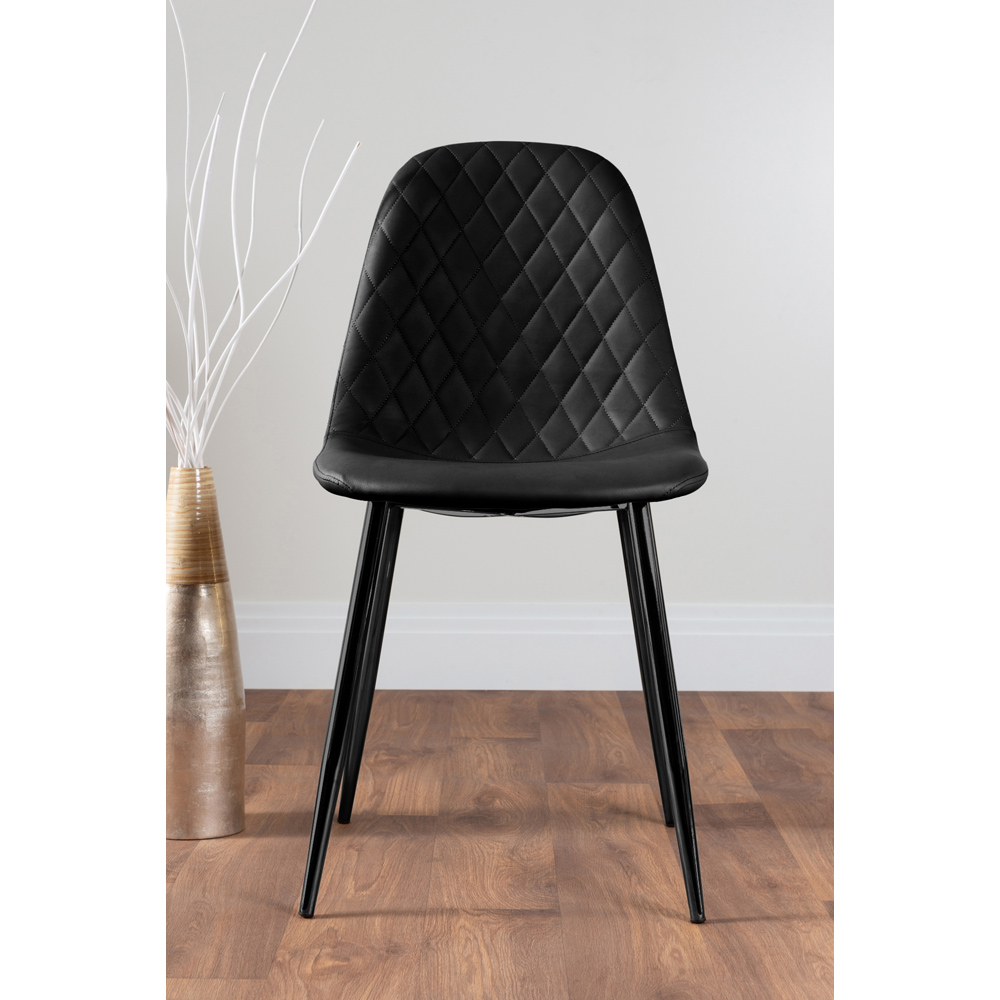 Furniturebox Solara Set of 2 Black Faux Leather Dining Chair Image 2