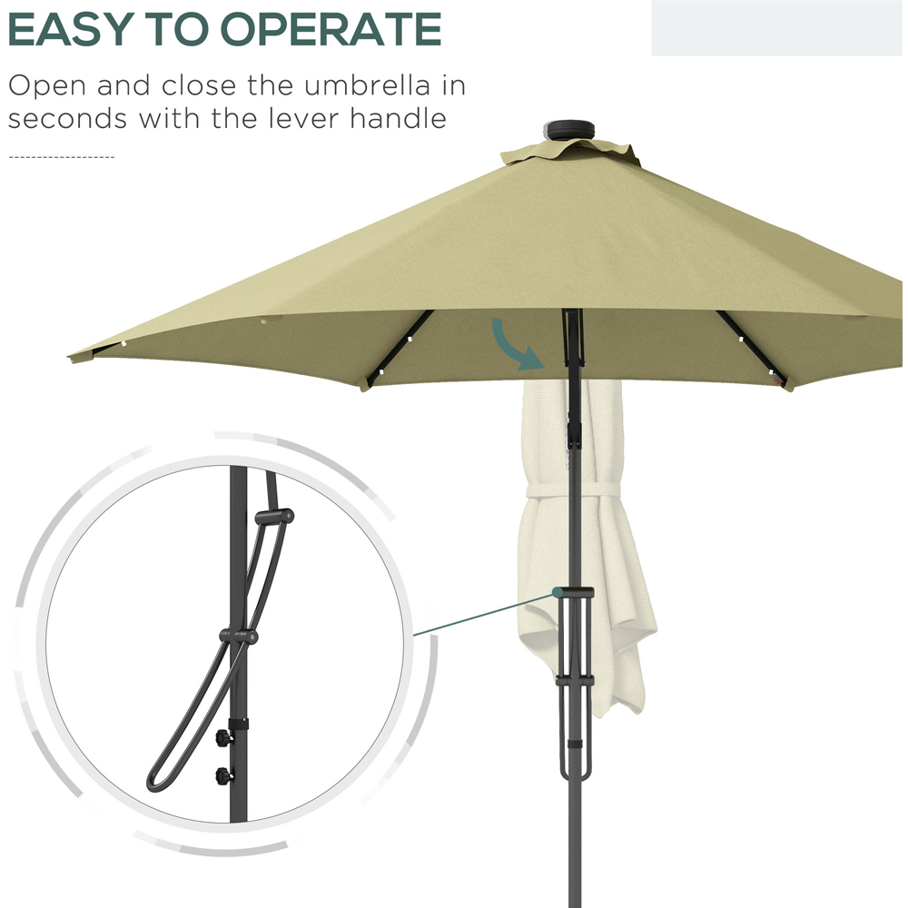Outsunny Beige Solar LED Cantilever Parasol with Cross Base 3m Image 4