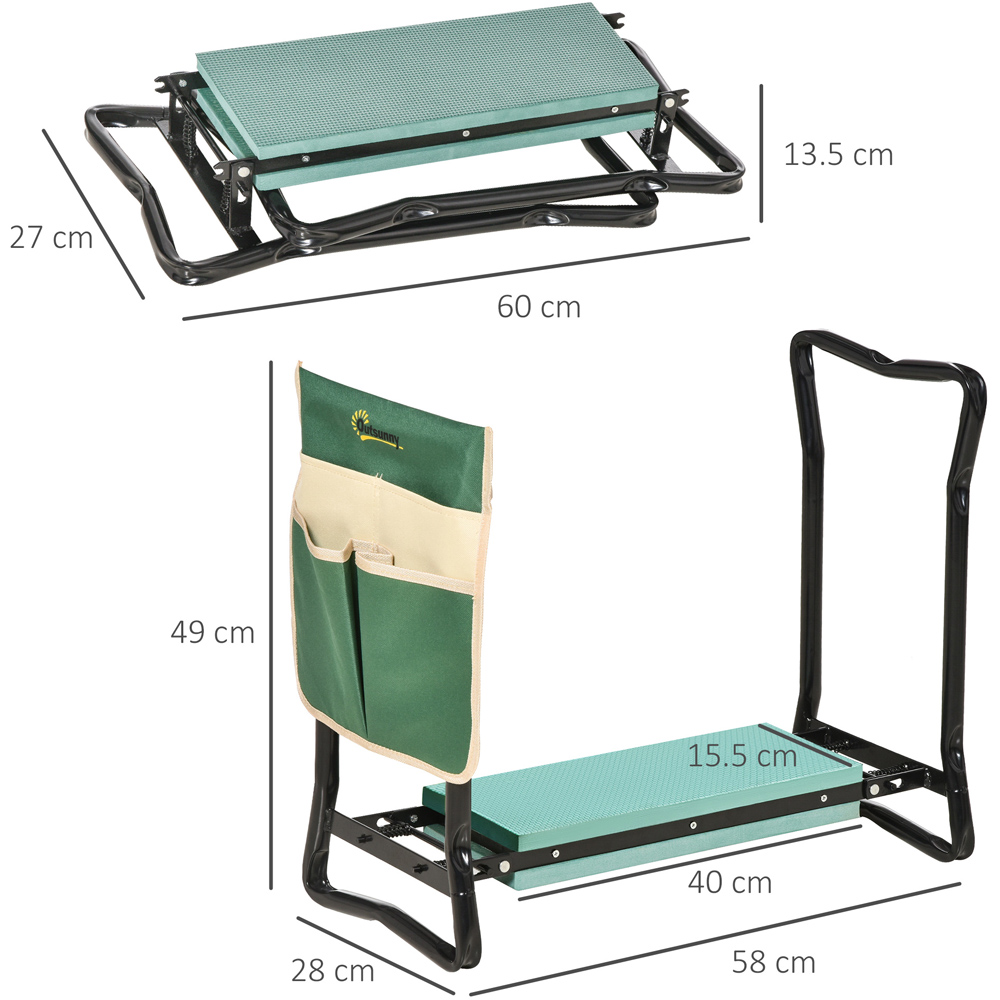 Outsunny Steel Frame Foam Pad Garden Kneeler Seat with Tool Bag Image 7