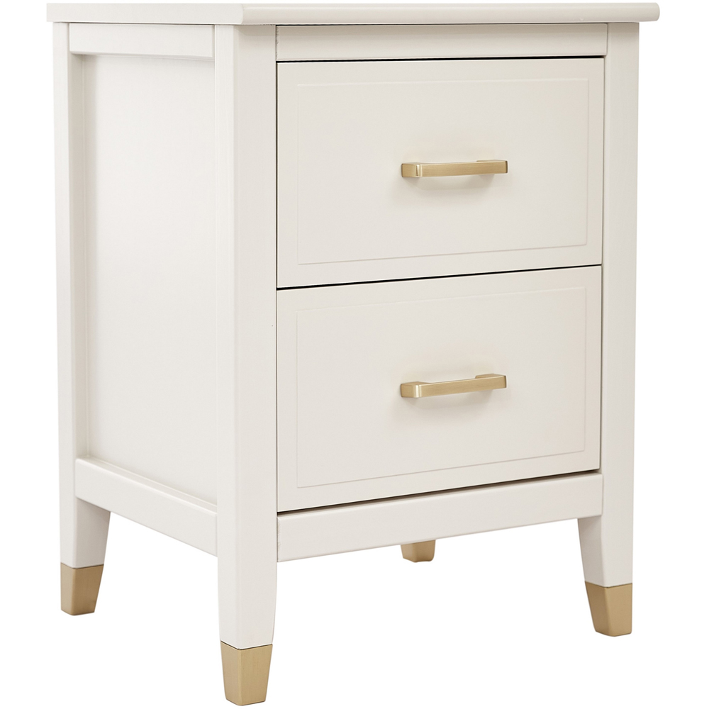Palazzi 2 Drawers White Wide Bedside Table Image 2