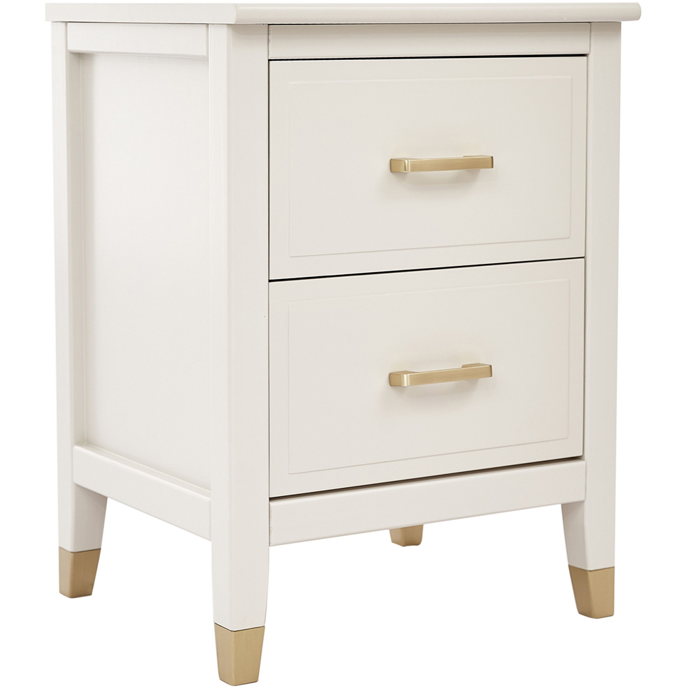 Palazzi 2 Drawer White Wide Bedside Table Image 2