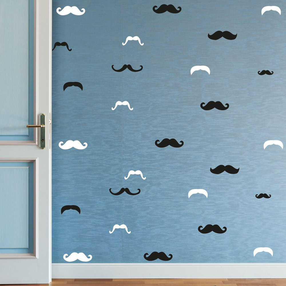 Walplus Black and White Moustaches Vinyl Wall Stickers Image 2