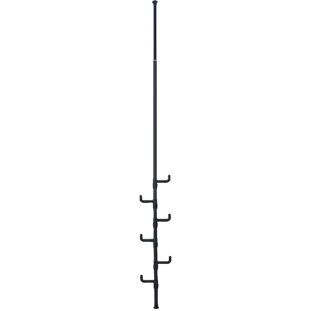 Living and Home Black Adjustable Floor-to-Ceiling Coat Stand with 6 Hooks Image 1