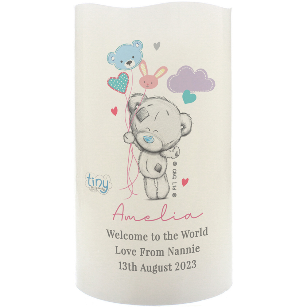 Personalised Memento Tiny Tatty Teddy Dream Big Pink Nightlight LED Candle Image 1
