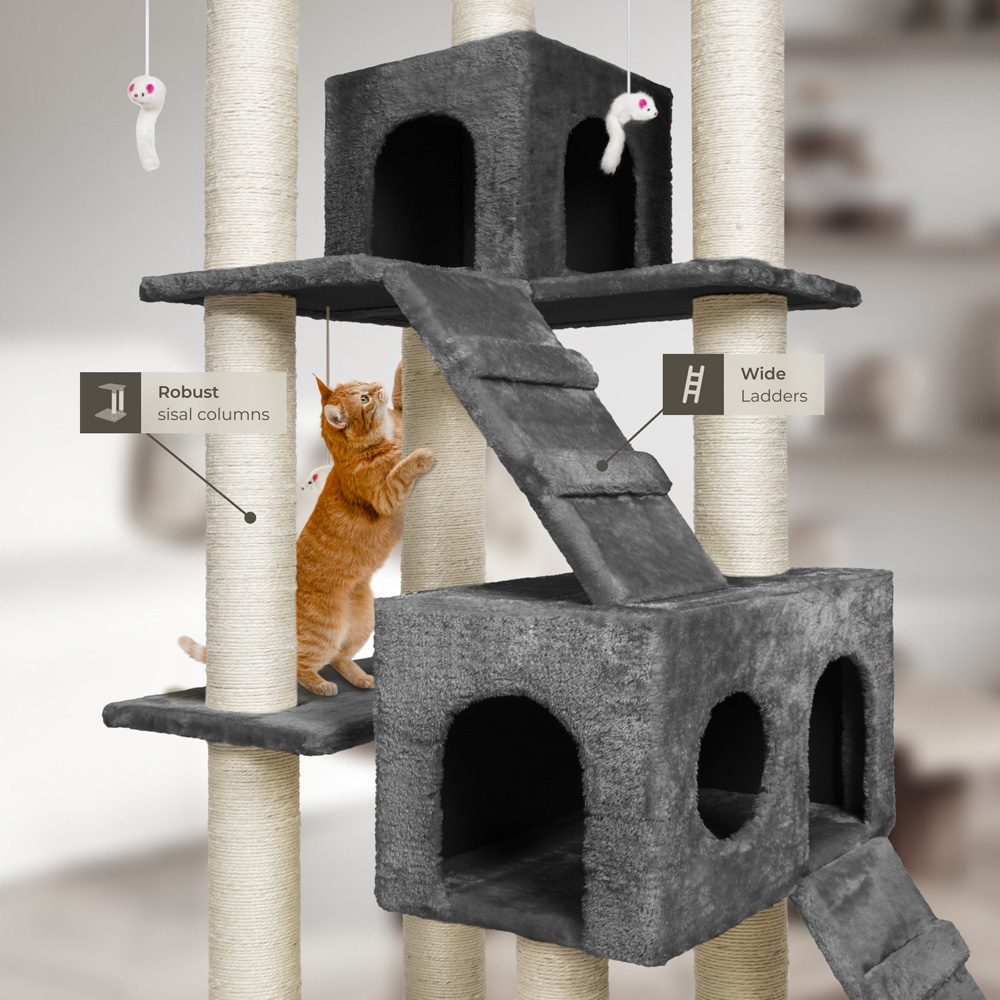 tectake Knuti Anthracite Cat Tree with Scratching Post 186cm Image 5