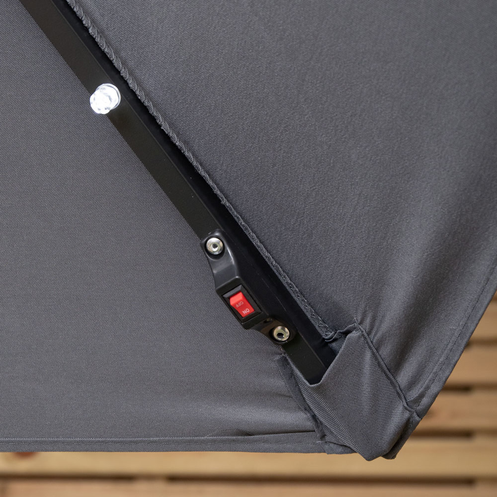 Samuel Alexander Grey Solar Powered Cantilever Garden Parasol with LED Lights 3m Image 9