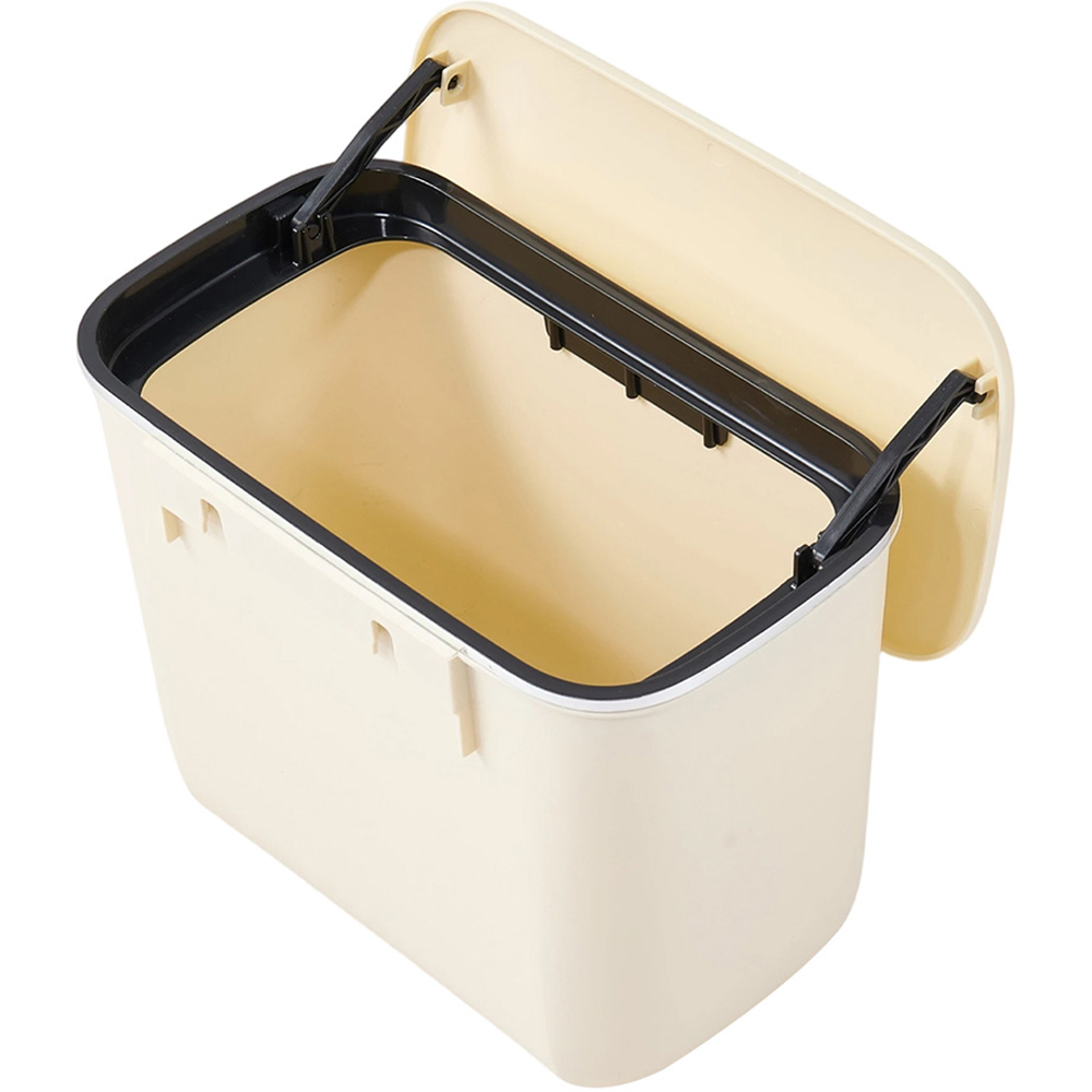 Living and Home Cream Hanging Waste Bin with Lid 7L Image 2