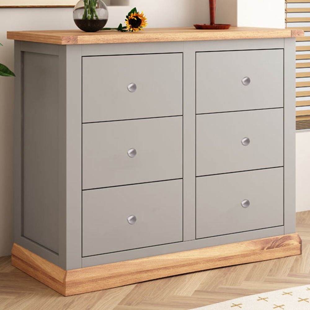 Cabinet Bits Bomporto 6 Drawer Grey Chrome Knob Chest of Drawers Image 1