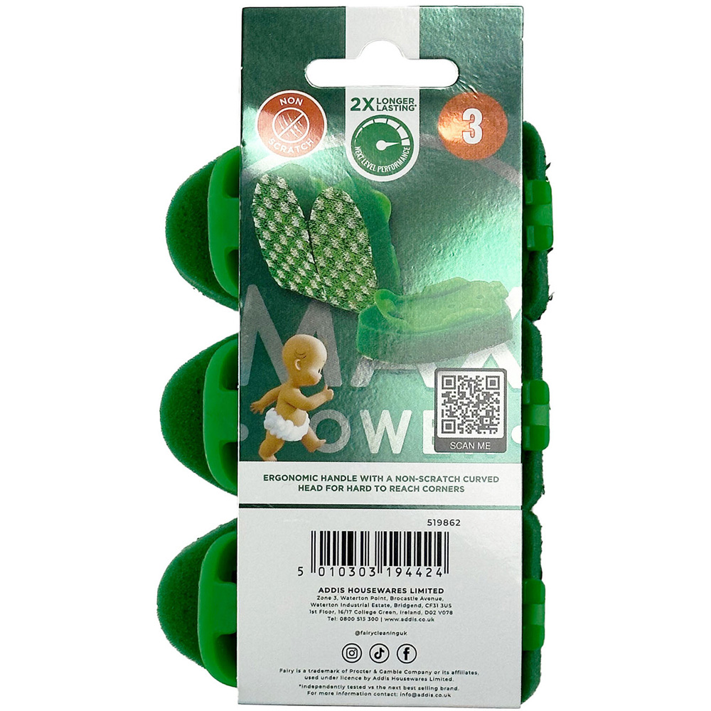 Pack of 3 Fairy Max Power Dish Brush Refills Green Image 3