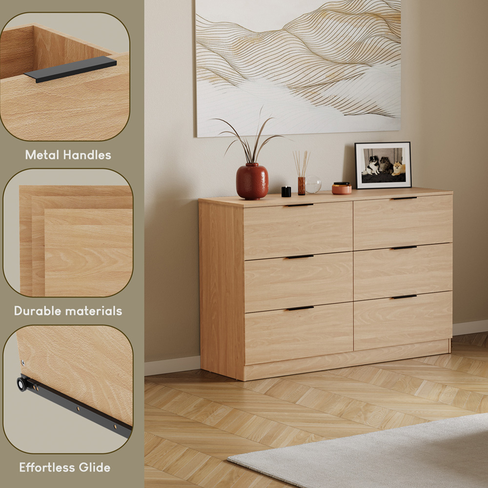 VIDA DESIGNS Trega 6 Drawer Pine Chest of Drawers Image 8