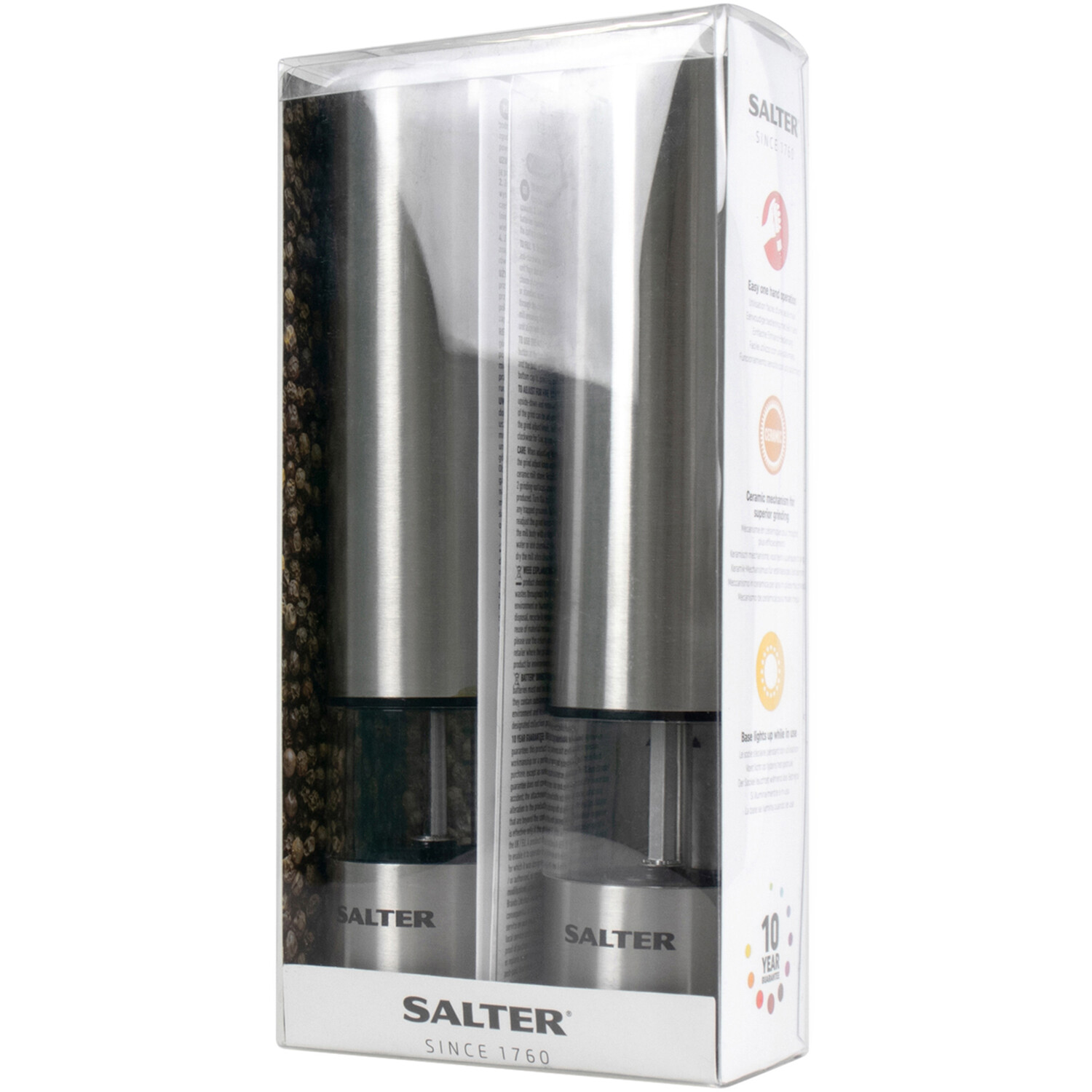 Salter Silver Electronic Salt and Pepper Mill Set Image 3