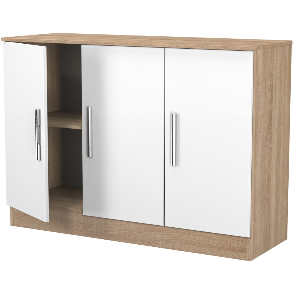 Crowndale Contrast 3 Door White Matt and Bardolino Oak Sideboard Ready Assembled Image 5