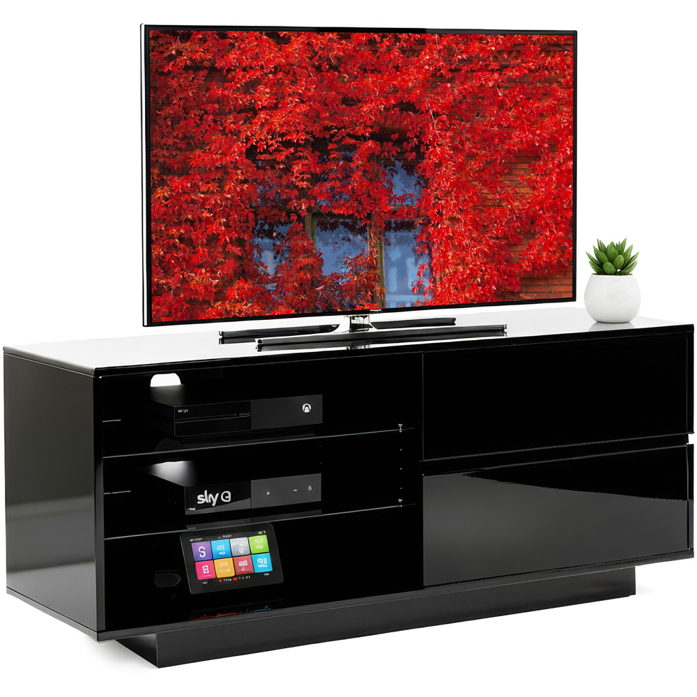 Centurion Supports Gallus 2 Drawer 3 Shelf Gloss Black TV Unit Image 2