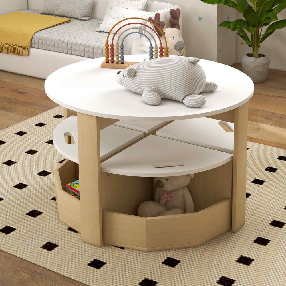 AIYAPLAY 5 Piece White Kids Table and Chairs Set Image 3